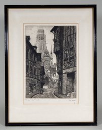 Antique HARRY Etching Cathedral View