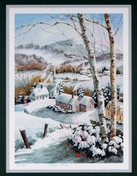 Denise Patchell-Olson (1938 - 2005) Snow Village Hand Signed Lithograph