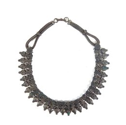 Vintage Oriental Silver Pendant Choker Necklace