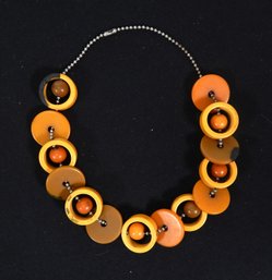 Vintage Bakelite Spheres In Circles Necklace Mocha & Butterscotch Necklace
