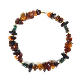 Vintage Amber & Green Stone Necklace