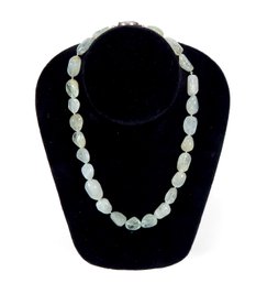Vintage Sterling Silver & Chalcedony Stone Bead Necklace