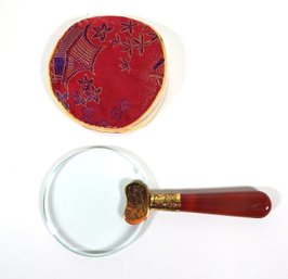 Vintage Asian Magnifying Glass With Pouch