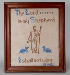 Antique Embroidery ' The Lord Is My Shepherd'