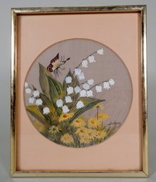 John Cheng  (20th Century) Butterfly And Flowers Painting On Silk