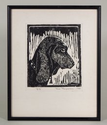 Ross Reynolds 1957 ' Gig' Dog Portrait Woodblock