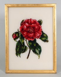 Vintage Rose Reverse Painting On Glass