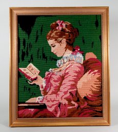 Vintage Embroidery Woman Reading