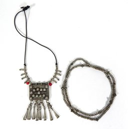 Pair Antique Tribal Silver Necklaces