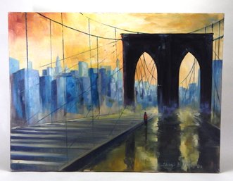 Fabrizio Dell'inferno 2003 Brooklyn Bridge Large Oil Painting
