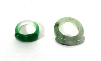 Lot 2 Vintage Hand Made Jade Rings