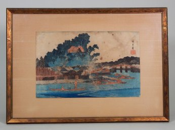 Utagawa Hiroshige (1797 - 1858) View Of Honryin Temple Woodblock