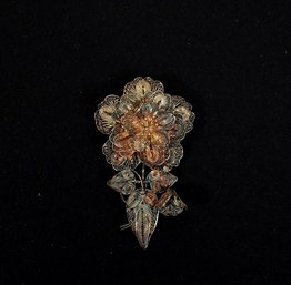 Vintage Sterling Silver Filigree Flower Brooch