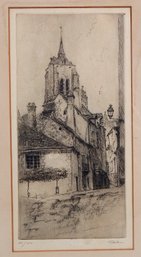 Leopold Robin (1877-1939) Town View With Cathedral Original Etching