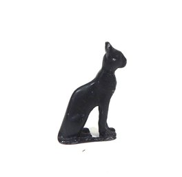 Vintage Miniature Bast Egyptian Cat Goddess Metal Figurine - Signed