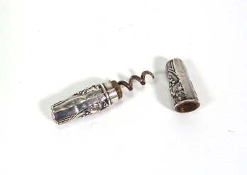 Antique Sterling Silver Repousse Corkscrew Opener