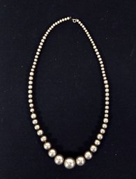 Vintage Graduated Silver Bead Necklace