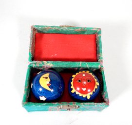 Vintage Top Chi Sun & Moon Baoding Balls With Box
