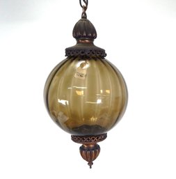 Antique Olive Glass Lantern Lamp