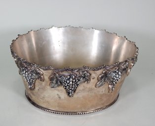 Large Vintage Silver Plated  Wine Chiller Bowl With Grapes