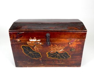 Vintage Chinese Hand Painted Flowers Wedding Chest