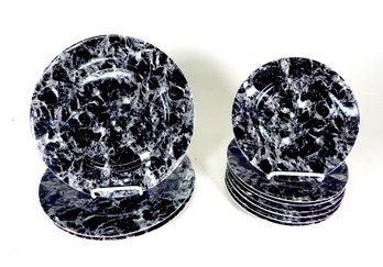 Set 10 NOS Villeroy & Boch Marble Black Plates