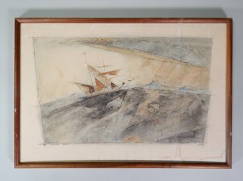 Lyonel Feininger (1871 - 1956) Cubist Sailing Ship In The Storm  Print