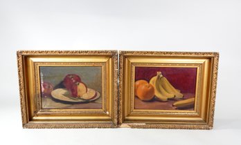 Pair Antique Still Life Oil Paintings