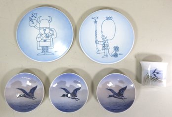 Vintage Danish Porcelain Lot: Plates, Wall Plates, Toothpick Holder