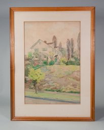 Vintage House View Watercolor Paintings