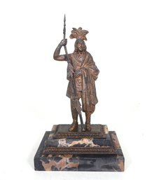 Antique Indian Chief Figure On Marble Base