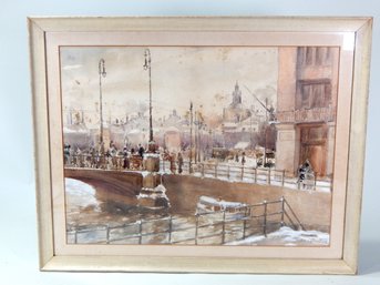 Antique J.BERGLING Winter City View