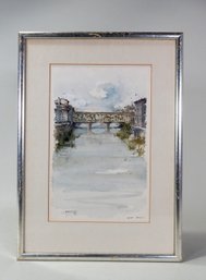 Vintage Italian Watercolor ' Ponte Vecchio' Signed