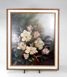 Antique Oil Painting Bouquet  White Flower