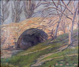 Grace Evelyn Brown (Born 1873) Old Bridge Original Oil Painting