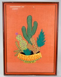 Vintage Cactus Framed Embroidery