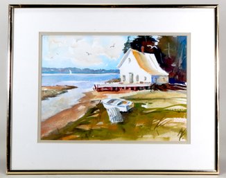 Vintage Lake House Lighthouse Painting