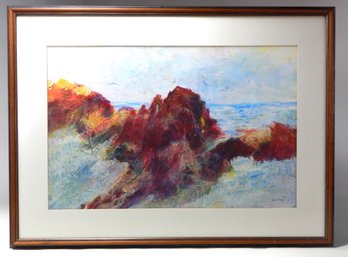 Janet Pecevich ' Red Rocks Of Newport' Framed Print