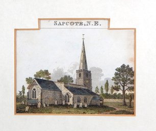 Original Antique 18th C.John Nichols Sapcote Church Engraving Engraving