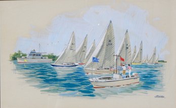 Howard Schafer (1932 - 2001) Yachts Original Watercolor