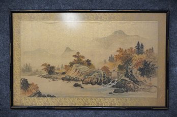 Antique Asian Framed Landscape Painting - Signed