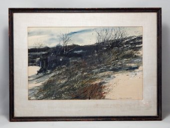 Richard Saunders ( 20th Century) ' Winter Ridge' Watercolor Paining