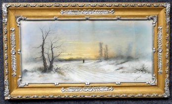 Antique 19th Century Du Graff Winter Landscape Pastel