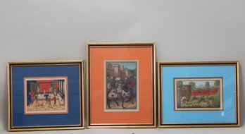 Lot 3 Vintage Schmit & Cie Paris Framed Prints With Medieval Scenes