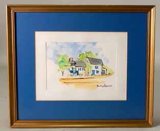 Vintage House Watercolor - Signed
