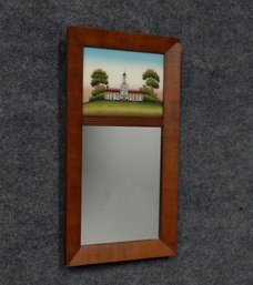 19th Century American Folk Art Reverse Painted Glass Mirror