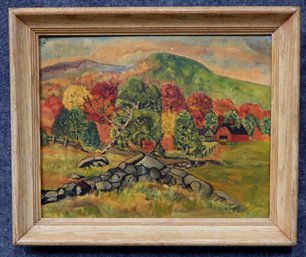 A. MOSES Mountain Landscape With Farmhouse Oil Painting