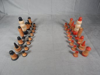 Set Of Modern Wood Chess Pieces