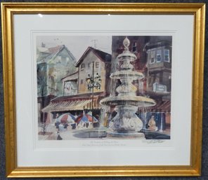 Spencer Crooks Print Of DePasquale Sq. Providence, RI, Signed