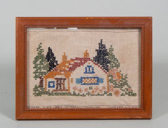 Small Vintage Country Cottage Needlepoint